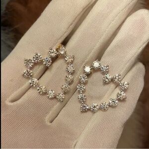 HUGE 6.24 CTW Diamond 14k Solid Gold E - F VVS1-VS1 Open Heart Cut Out Earrings
